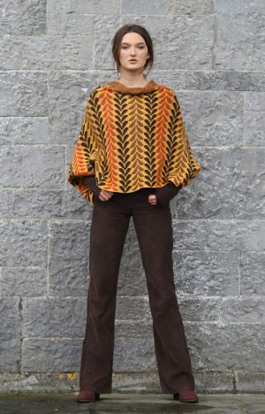 Leaf Patterned Box Draped Jumper LEAFJMP1-1 Linda Wilson Knitwear Irish Designer Limerick