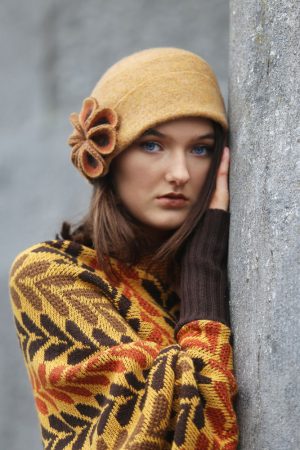 Leaf Patterned Box Draped Jumper LEAFJMP1-2 Linda Wilson Knitwear Irish Designer Limerick