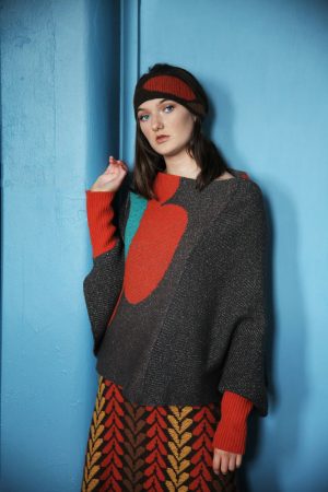 Retro Flower Jumper JMP22-1 Linda Wilson Knitwear Irish Designer Limerick