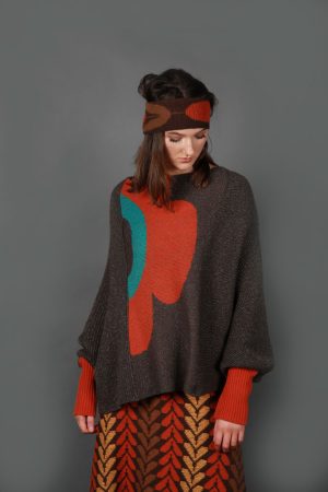 Retro Flower Jumper JMP22-4 Linda Wilson Knitwear Irish Designer Limerick