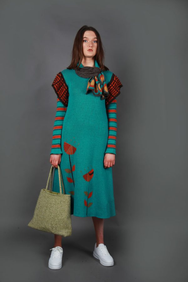Vintage Flower Dress DRS15-3 Linda Wilson Knitwear Irish Designer Limerick
