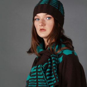 Beanie Ribbed Textured Pocket Patterned Hat HAT5c-2 Linda Wilson Knitwear Irish Designer Limerick