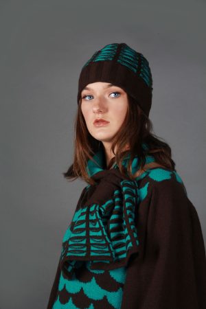 Beanie Ribbed Textured Pocket Patterned Hat HAT5c-2 Linda Wilson Knitwear Irish Designer Limerick