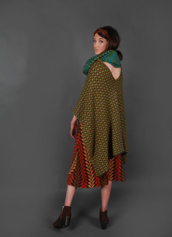 Draped Box Tuck Stitch Poncho PON5-3 Linda Wilson Knitwear Irish Designer Limerick