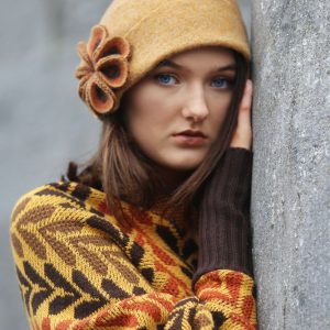 Retro Flower Hat HAT26-1 Linda Wilson Knitwear Irish Designer Limerick