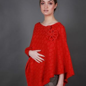 Angled Textured Poncho PON2-1 Linda Wilson Irish Knitwear Designer Limerick