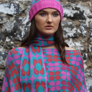 Beanie Ribbed Retro Daisy Hat 1 Linda Wilson Irish Knitwear Designer Limerick