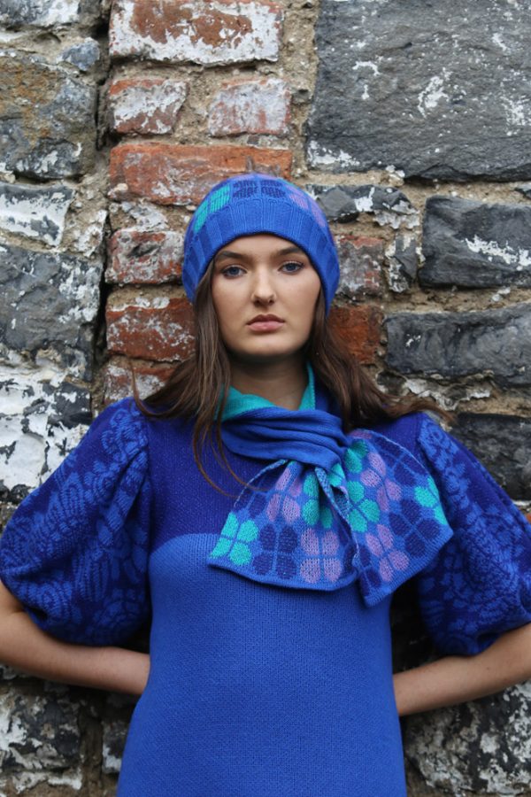 Beanie Ribbed Retro Petal Hat 2 Linda Wilson Irish Knitwear Designer Limerick