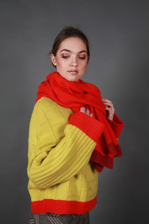 Chunky Dot Patterned Scarf LNGSCF1 Linda Wilson Irish Knitwear Designer Limerick