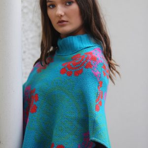 Floral Poncho 1 Linda Wilson Irish Knitwear Designer Limerick