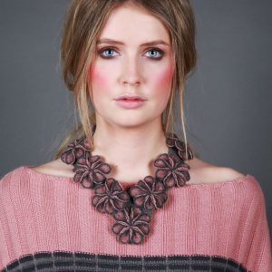Multi Small Blossom Neckpiece NECK14c-1 Linda Wilson Knitwear Irish Designer Limerick