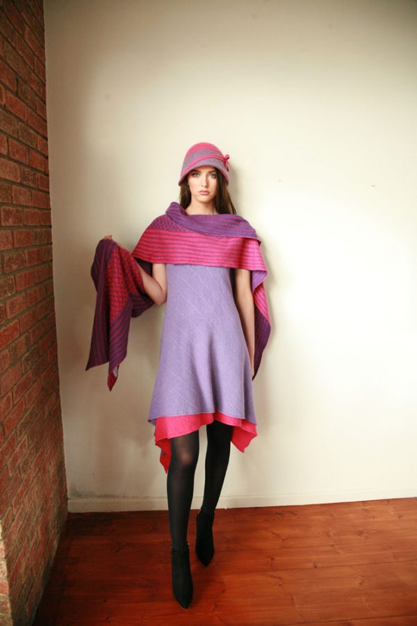 Over sized pattern striped scarf AC-SCF12-6 Linda Wilson Knitwear Irish Designer Limerick