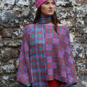 Retro Daisy Long Scarf 1 Linda Wilson Irish Knitwear Designer Limerick