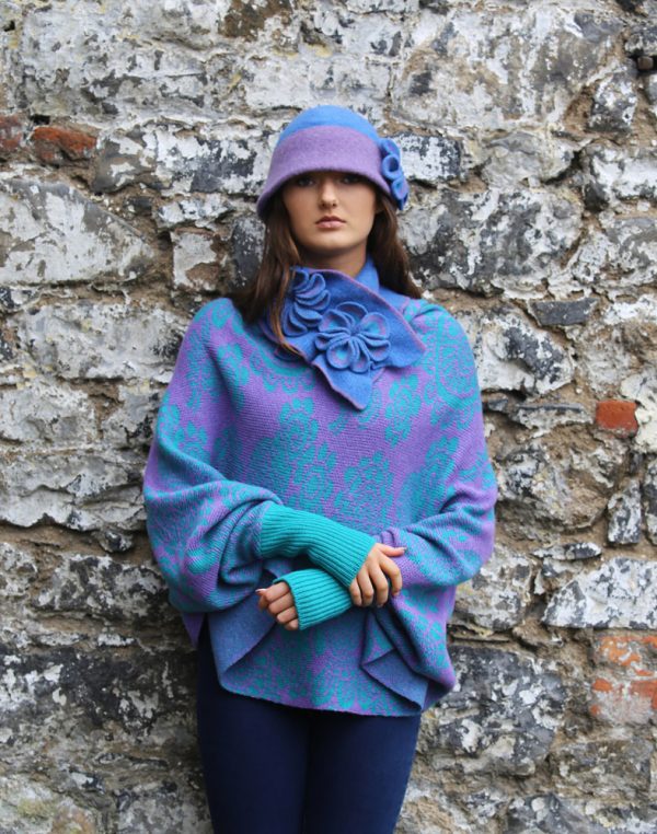 Retro Flower Deep Brim Hat 2 Linda Wilson Irish Knitwear Designer Limerick