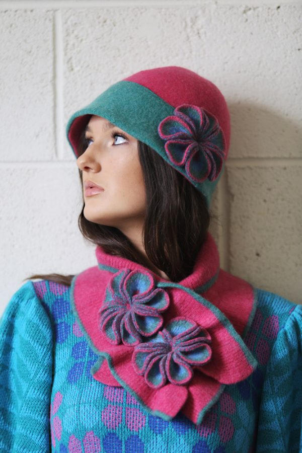 Retro Flower Scarf 1 Linda Wilson Irish Knitwear Designer Limerick