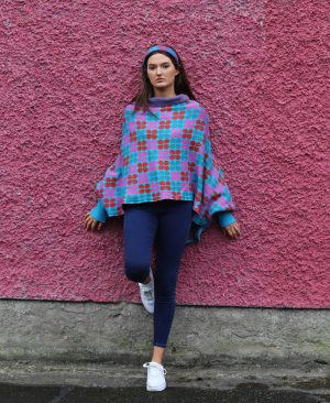 Retro Petal Draped Jumper 1 Linda Wilson Irish Knitwear Designer Limerick