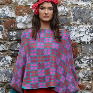 Retro Petal Poncho Style Jumper 2 Linda Wilson Irish Knitwear Designer Limerick