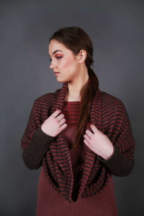 Textured Ridged Loop Scarf AC-LOOPSCF2-2 Linda Wilson Knitwear Irish Designer Limerick