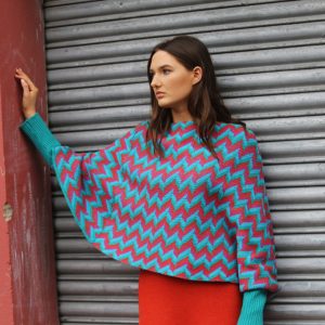 ZigZag Poncho Style Jumper 1 Linda Wilson Irish Knitwear Designer Limerick
