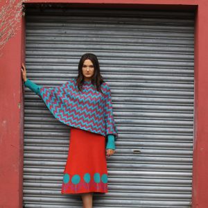ZigZag Poncho Style Jumper 2 Linda Wilson Irish Knitwear Designer Limerick